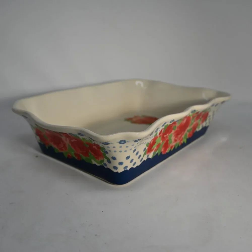 The Pioneer Woman Rectangular Ceramic Baking Dish Rose Floral 13x9 Baker